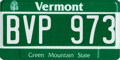 VT license plate BVP973
