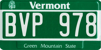 VT license plate BVP978