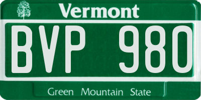VT license plate BVP980