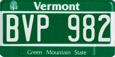 VT license plate BVP982
