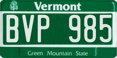 VT license plate BVP985