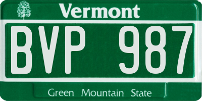 VT license plate BVP987