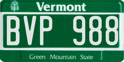 VT license plate BVP988