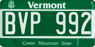 VT license plate BVP992