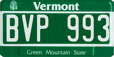 VT license plate BVP993