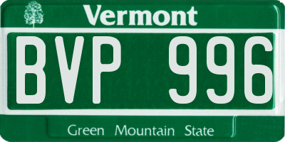 VT license plate BVP996