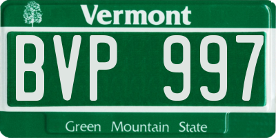 VT license plate BVP997