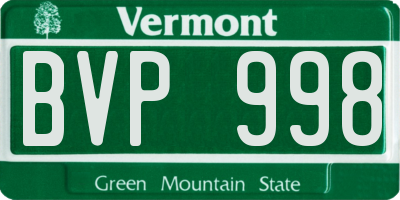 VT license plate BVP998
