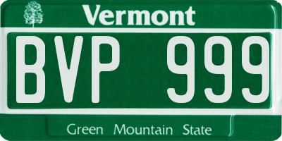 VT license plate BVP999