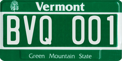 VT license plate BVQ001
