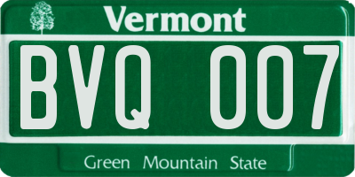 VT license plate BVQ007