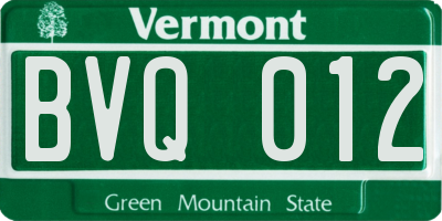VT license plate BVQ012