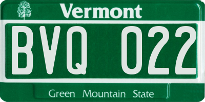 VT license plate BVQ022