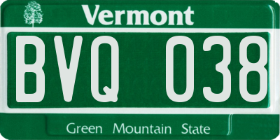 VT license plate BVQ038
