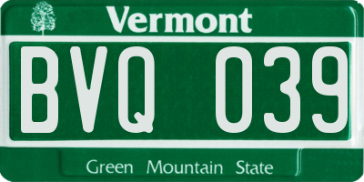 VT license plate BVQ039