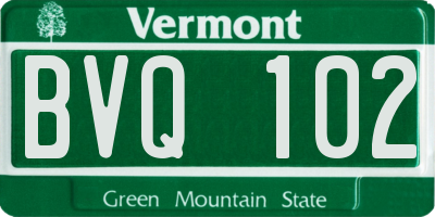 VT license plate BVQ102