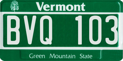 VT license plate BVQ103