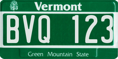 VT license plate BVQ123