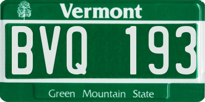 VT license plate BVQ193
