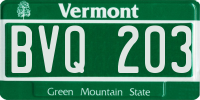 VT license plate BVQ203
