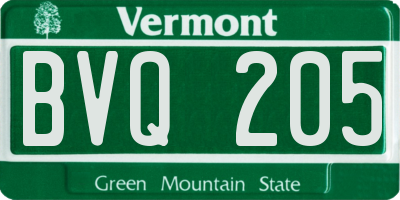 VT license plate BVQ205