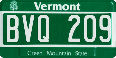 VT license plate BVQ209