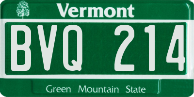 VT license plate BVQ214