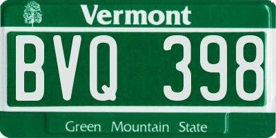 VT license plate BVQ398