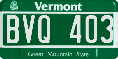 VT license plate BVQ403