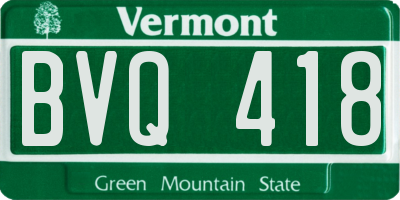 VT license plate BVQ418
