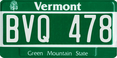 VT license plate BVQ478