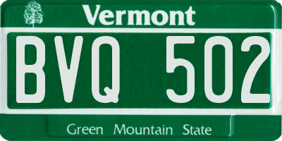 VT license plate BVQ502