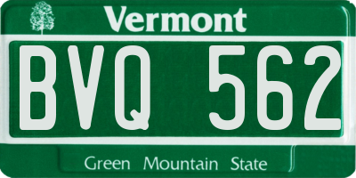 VT license plate BVQ562