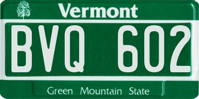 VT license plate BVQ602