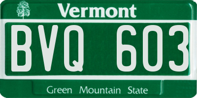 VT license plate BVQ603