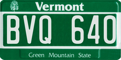VT license plate BVQ640