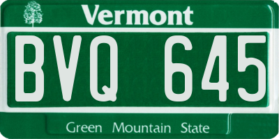 VT license plate BVQ645