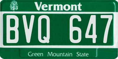 VT license plate BVQ647