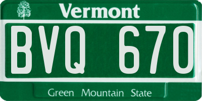 VT license plate BVQ670