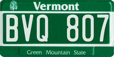 VT license plate BVQ807