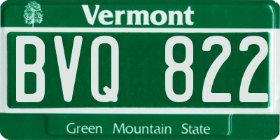 VT license plate BVQ822