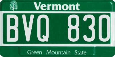 VT license plate BVQ830