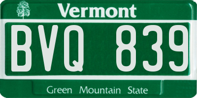 VT license plate BVQ839