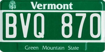 VT license plate BVQ870