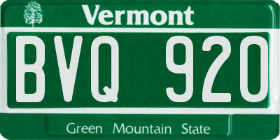 VT license plate BVQ920