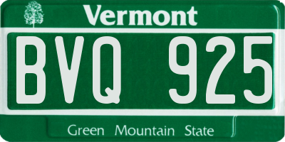 VT license plate BVQ925