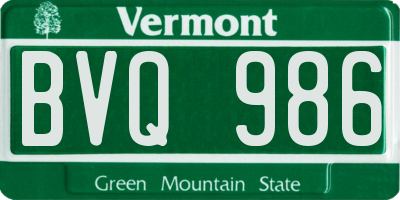 VT license plate BVQ986