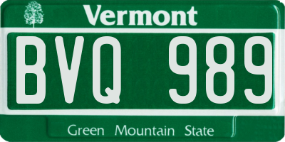 VT license plate BVQ989
