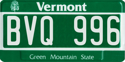 VT license plate BVQ996