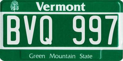VT license plate BVQ997